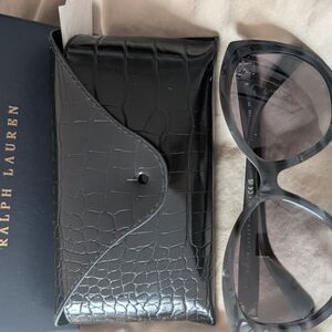 Ralph Lauren Black Croc-Embossed Case and Sunglasses